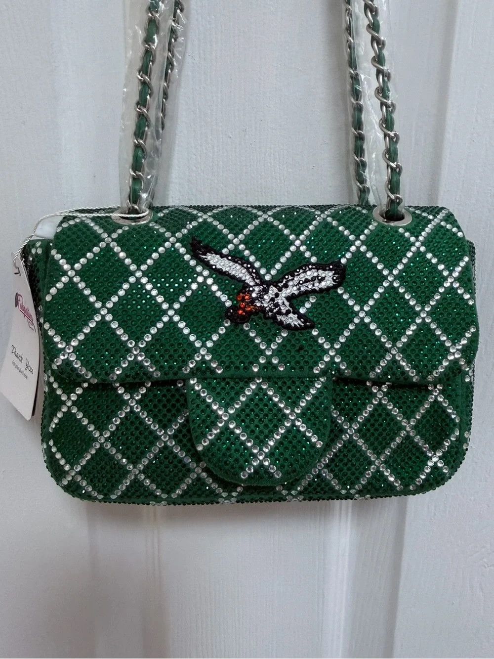 NWT NFL Philadelphia Eagles Green Crystal Crossbody Bag - Picture 4 of 4